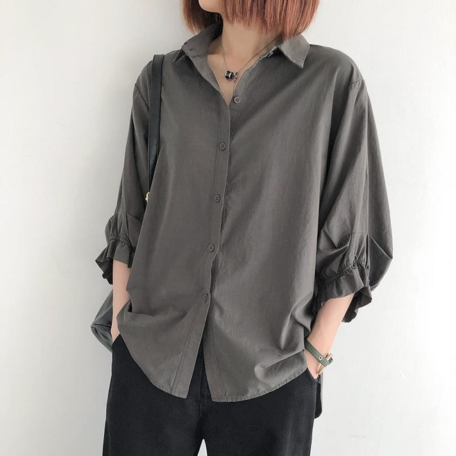 女款寬鬆七分袖襯衫