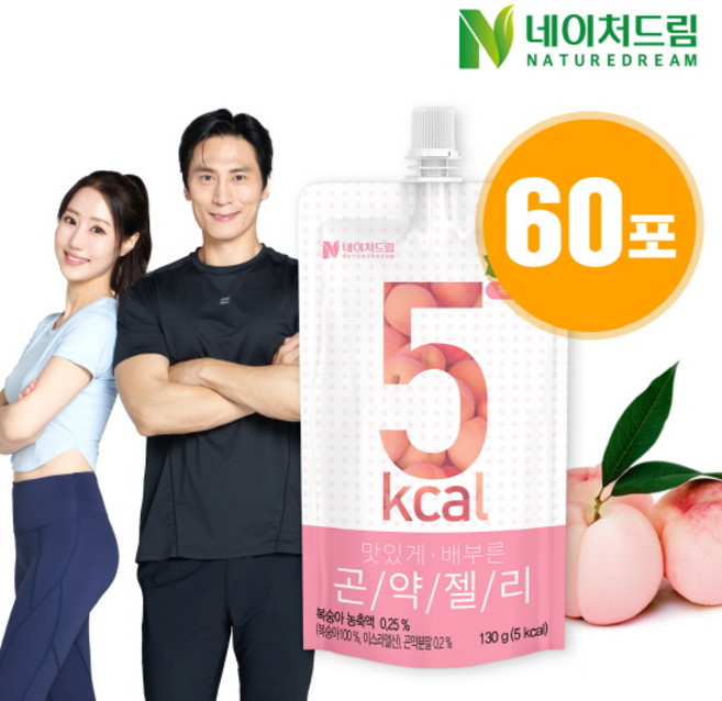 네이처드림 맛있게 배부른 5kcal 복숭아 곤약젤리 130g, 60개