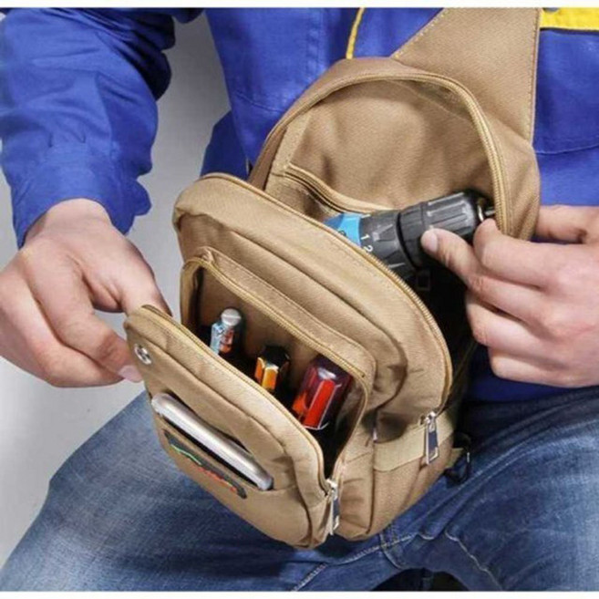 라엔 어깨에매는 가방 도구 공구가방 휴대용 특수 작은 전기 크로스백 수납 슬링백, 스타일1, 블랙, 1개