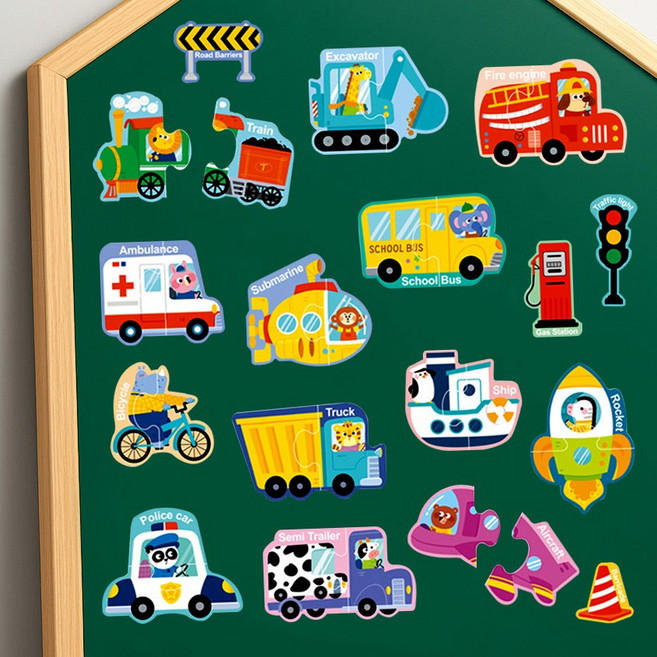 푸르베베 자석 유아 첫 퍼즐, 1개, 동물 탈것, 30피스