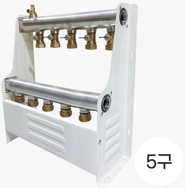 온수 분배기 20A 가스용 5구 난방 가스보일러 스텐분배기 공바 배관 연결 완제품 엑셀, 1개
