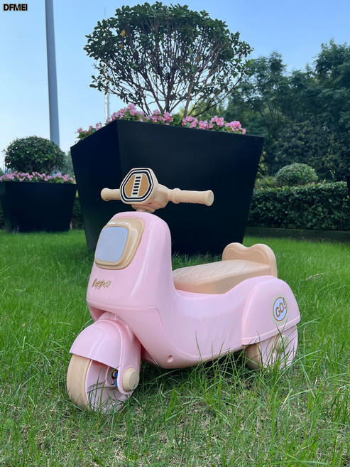 DFMEI 兒童男女寶寶學步摩托滑行車1-2-3-4小孩生日禮物三輪摩托車, 1個, 櫻桃粉:如圖