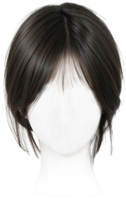 原生修顏八字瀏海假髮增髮片, 法式劉海 - 輕翼網 8*11棕黑色 25cm, 1個
