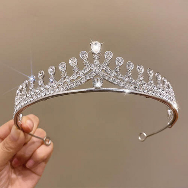 티큐 여성 크리스탈 큐빅 브라이덜 샤워 셀프웨딩 소품 장식 왕관 티아라 P080, 1개, 타입03