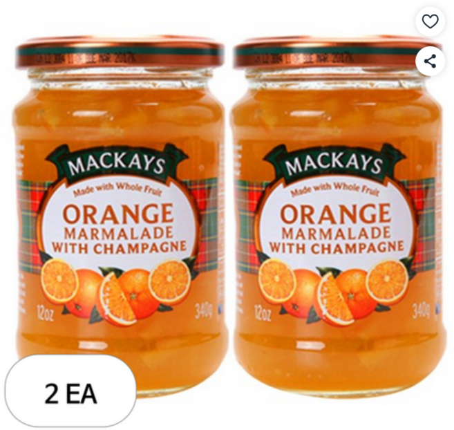 맥케이 오렌지 마멀레이드 잼, 340g, 2개