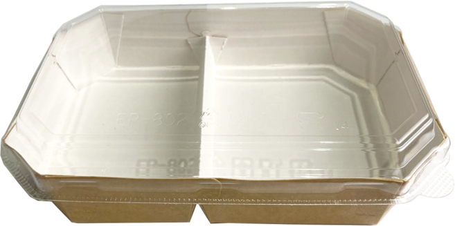 【盒作社】日式半牛八角雙格紙餐盒(整箱優惠)外帶便當盒/一次性環保餐盒, 1個, 半牛八角紙餐盒(整箱600組)