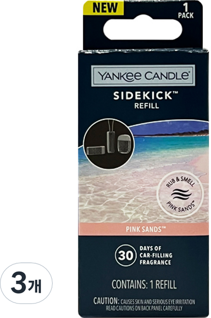 YK 사이드킥 차량용 방향제 리필, 3개, 핑크샌드