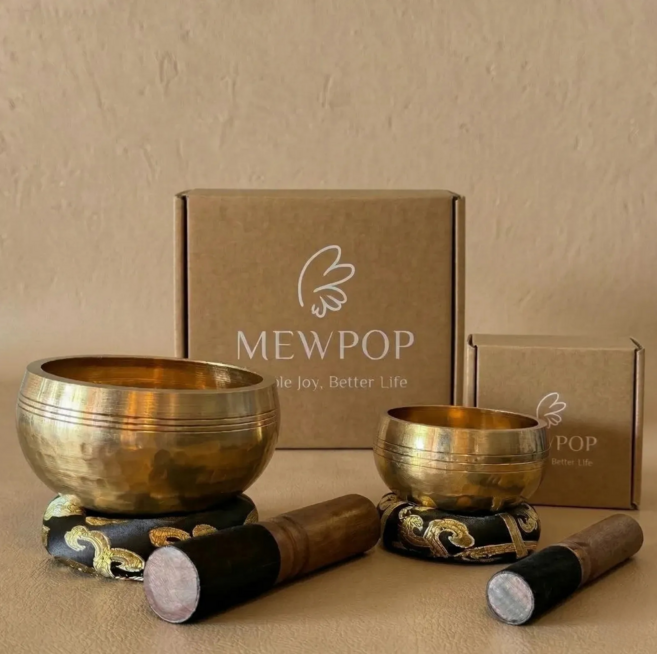 미유팝 네팔 수제 싱잉볼 띵샤 좌종 티벳종 요가 릴렉스종 명상종, 1개, 세트