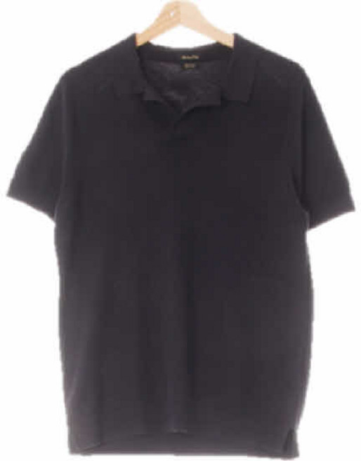 5741 마시모두띠 블랙 면 노버튼오픈카라반팔니트티 [M]