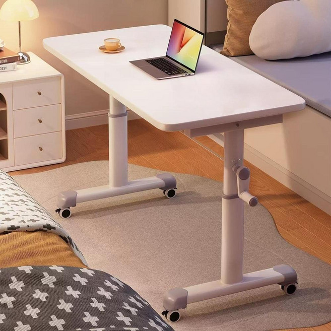 모션데스크 수동 높이조절 스탠딩 책상 이동식 테이블 서서일하는 노트북 접이식 데스크, 화이트 80x60cm