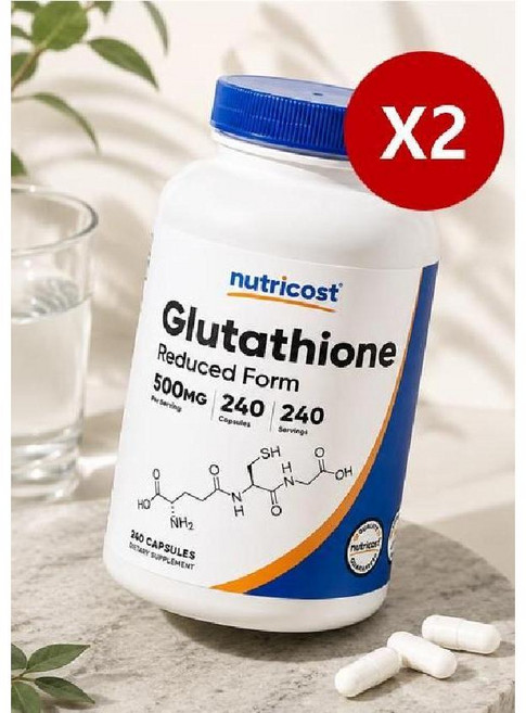(1+1) 뉴트리코스트 글루타치온 500mg 240캡슐 (2병), 2개