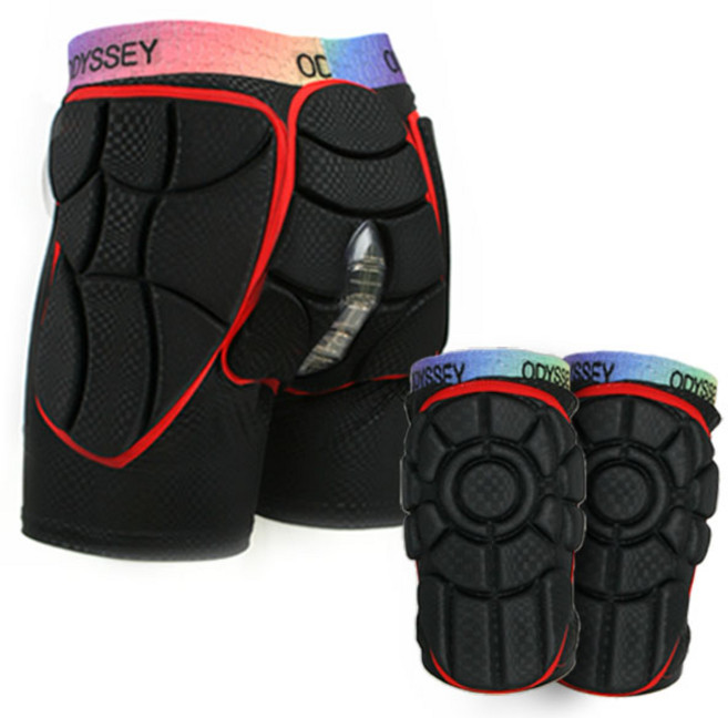 오디세이 RA 스키 스노우보드 보호대 엉덩이 무릎 세트, 1개