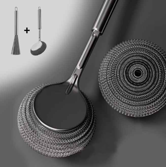 [LxU] 스마트홈 스테인리스 손잡이 철수세미 브러쉬 주방 설거지용 청소도구, 1개
