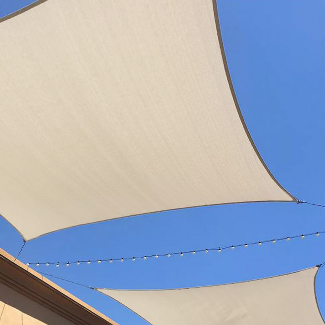 크크섬 썬쉐이드 사각 그늘막 옥상 마당 차양막, 크림베이지