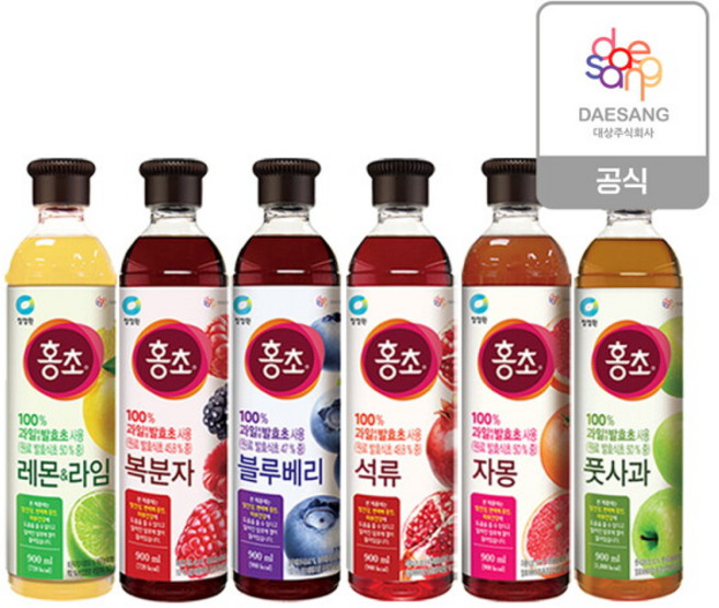 [청정원] 홍초 900ml 6종 2개 골라담기, 상세 설명 참조, 선택1:자몽2개, 상세 설명 참조, 상세 설명 참조