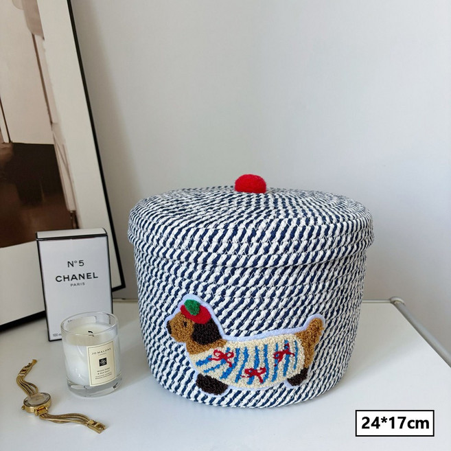 대용량 커버 먼지 수납통 가정용 귀여운 강아지 잡화 수납함, 1개, 24*17cm 스몰