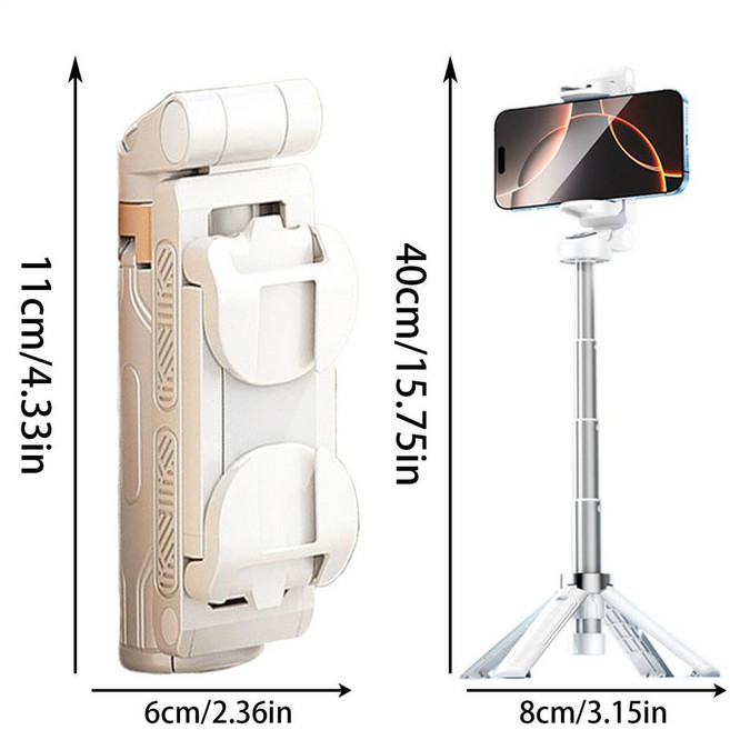 Selfie 삼각대 경량 전화 4 축 무선 원격 360 스마트 폰용 휴대용 스틱, 01 WHITE, 01 빠른, 1개