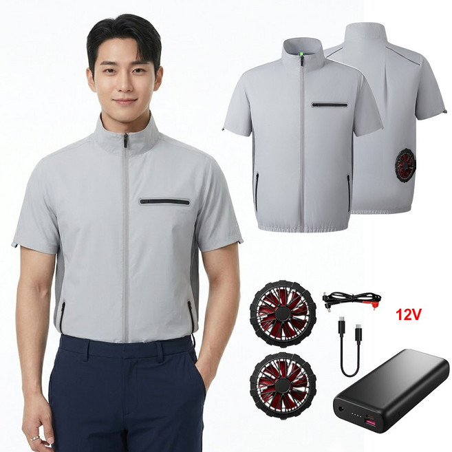 12V강력팬반팔조끼냉풍에어컨의류20000mAh대용량 배터리 초장시간 지속 강력 냉각 남녀공용야외/건설현장/낚시/등산