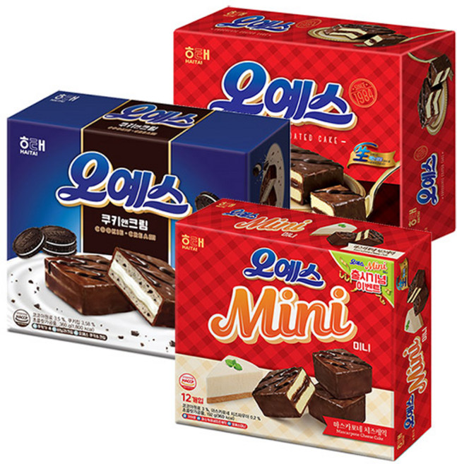 해태 오예스 360g 1개 + 쿠키앤크림 360g 1개 + 미니 192g 1개 [총3개], 3개