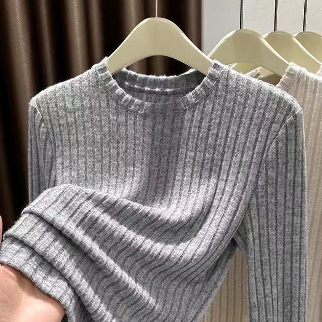 가을 겨울 여성 니트티 루즈핏 여자 라운드 긴팔티 겨울 슬림핏 니트티 SYW