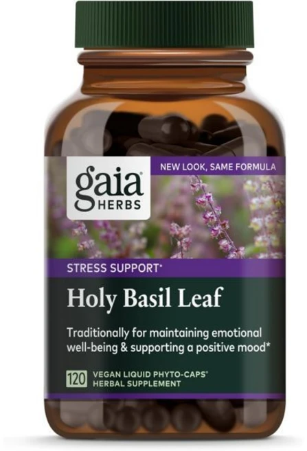Gaia Herbs Holy Basil Leaf Vegan Capsules 120 Count 가이아허브스 홀리 바질 리프 비건 120정, 1개 - 쿠팡