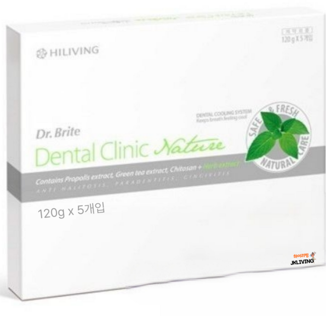 [JKLIVING] 하이리빙 닥터브라이트 네이처 치약(5ea) - 자연 유래 성분의 건강한 치약, 5개, 120g