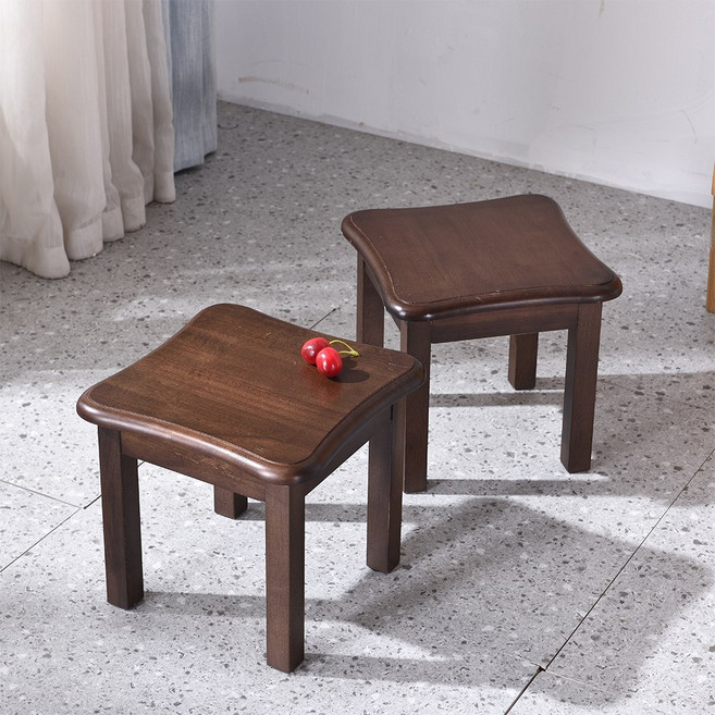 에코소라노 원목 고무나무 미니 스툴 의자 화분 우드 사각형 스톨, 1개, 월넛