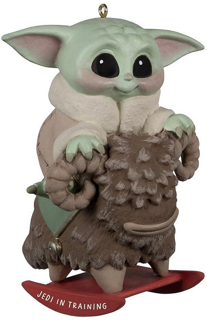 홀마크 Hallmark Keepsake 플라스틱 크리스마스 장식품 2022년 스타워즈 만달로리안 제다이 in Training 그로구 on Rocking Bantha, 홀마크 Hallmark Keepsake 플라스틱 크리스