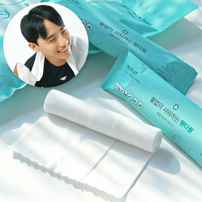 에너비45 웻타올 웻타월 샤워 티슈 생분해원단 일회용 캠핑 환자 타올 바디 물티슈 물없이샤워 데오, 1개, 1매입