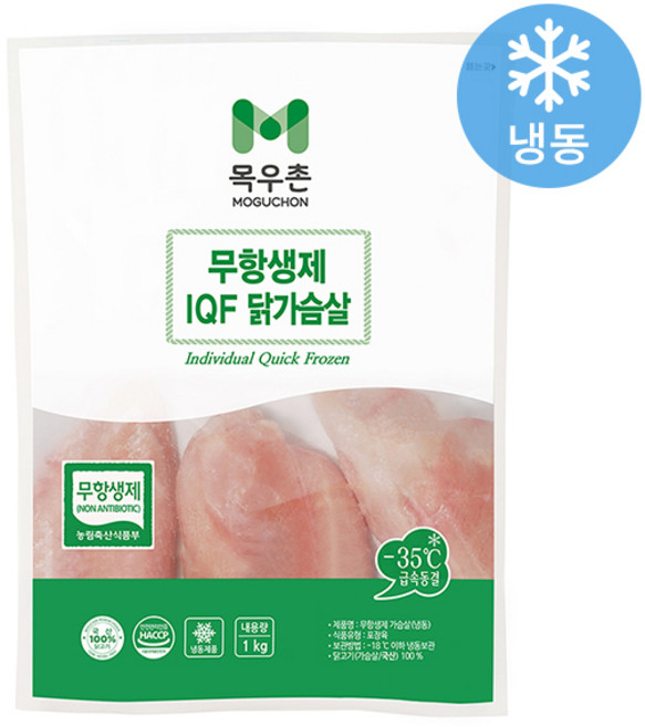 목우촌 무항생제 IQF 닭가슴살(냉동), 1개, 1kg