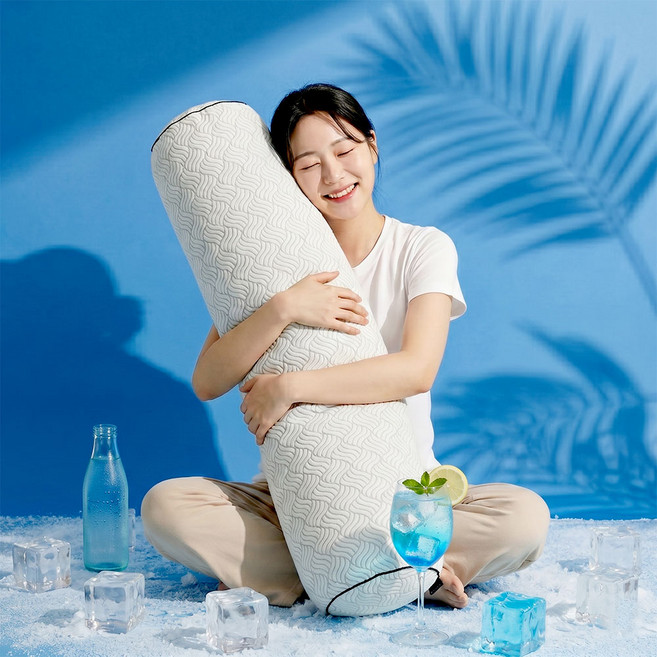 조은자리 듀라론 냉감 바디필로우 솜포함 세트 안고자는 시원한 여름 죽부인 롱 쿠션 베개, 1