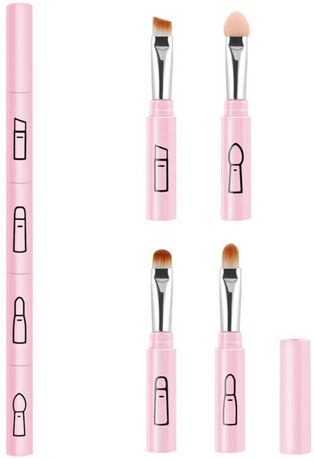 미러벨 휴대용 4in1 미니 립브러쉬, 핑크, 2개