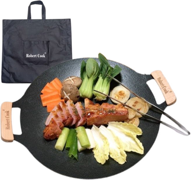 특대형 39cm 무쇠 멀티 모든열원사용가능 그리들팬 + 전용가방 + 요리핀셋집게, 1개