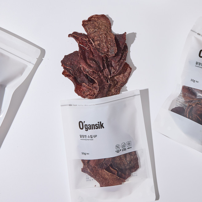 오간식 말랑한 부드러운 강아지간식 수제 소고기 육포 소고기 쇠고기, 1개, 50g, 소칩