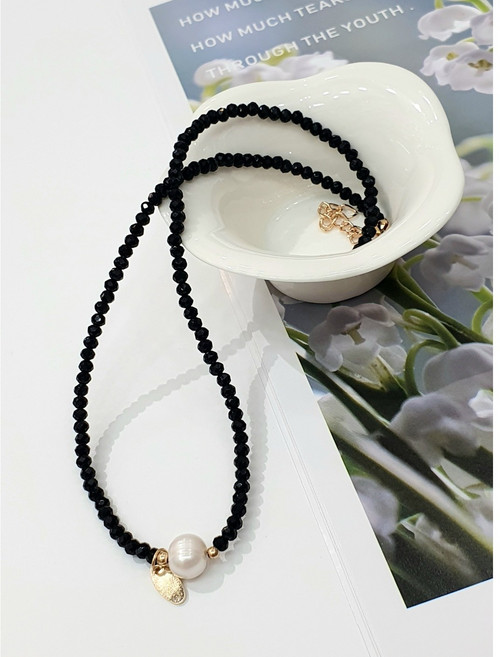 레몬트리 289리사 진주잎사귀포인트 여성 비즈목걸이*기프트박스