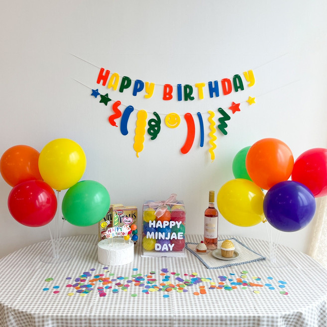 쏙쏙마켓 생일가랜드 생일파티 용품 세트 풍선 파티용품, 1개, 레인보우 세트