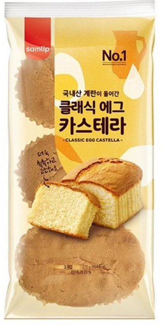삼립 간편 아침빵 부드러운 에그 카스테라, 270g, 1개