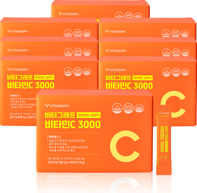 비타그래프 논지엠오 비타민C 3000, 270g, 8개