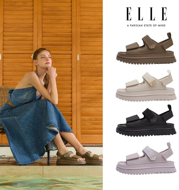 [엘르] 여성 브리즈 샌들 데일리 스트랩 여름 샌들 키높이 여성 통굽 샌들