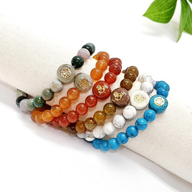 금장 원석 합장주 염주 염주팔찌 108염주 불교용품 아리랑의봄, 백송석