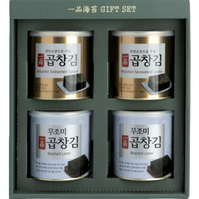 센스 하나 맛김 곱창 재래 돌김자반 무조미 일품 4캔 김 세트 명절 답례 단체 실속, 1박스