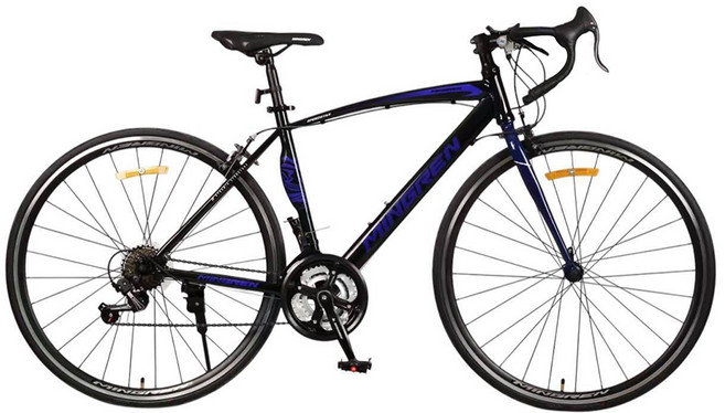 BIKEONE MG3 PLUS 700C彎把21速SHIMANO公路車搭載副煞前後快拆設計專為入門練騎而生的男女學生公, 黑藍, 1個