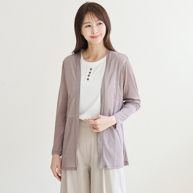 드리다 드리다 여성 봄 여름 가벼운 숄 쿨 긴팔 아이스 얇은 시스루 썸머 사무실용 흰색 가디건 40-50대 엄마옷