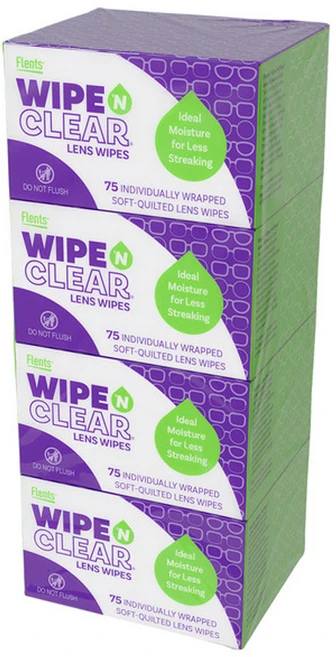 Flents 안경클리너 Wipe 'N Clear Lens Cleaning Wipes 75입 4팩, 300개 - 쿠팡