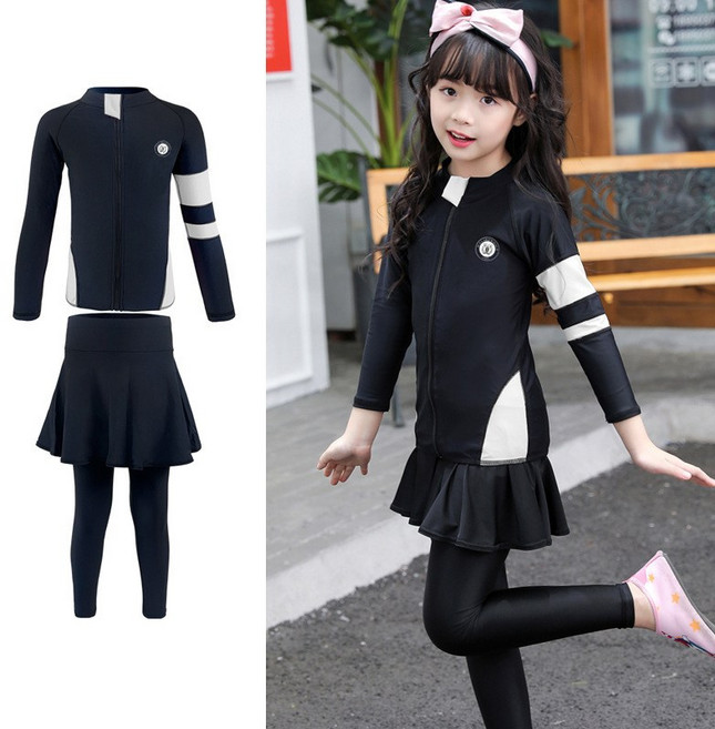 長袖防曬水母衣 情侶親子多件式泳裝 男女兒童潛水服 韓國風格