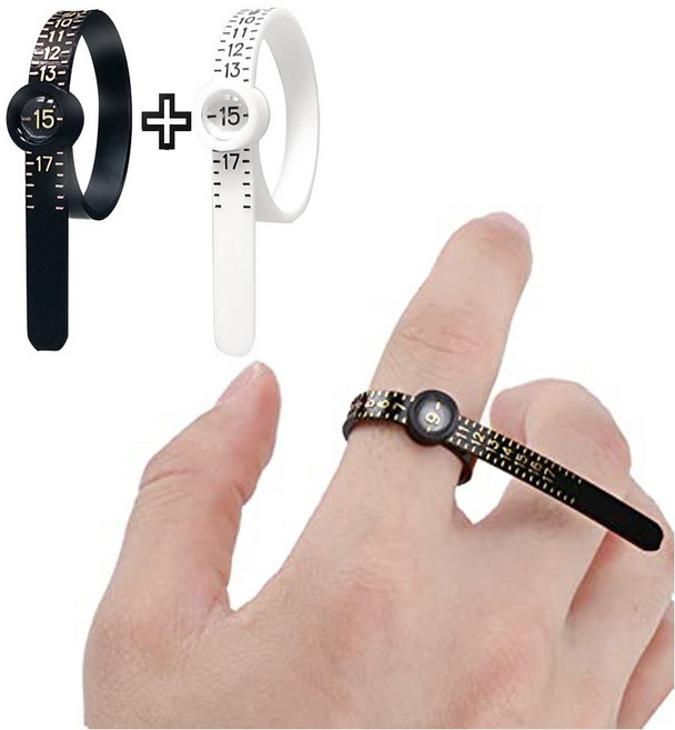 이트 US 반지 호수 측정기 링게이지 도구 세트 - 손가락 줄자 반지 사이즈 측정용 돋보기 링, 1세트