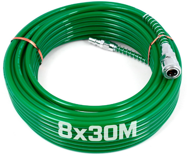 우레탄연질 에어호스 에어줄 타카호스 콤프레샤호스 에어호수 타카호스 주황 녹색, 14. 녹색 8파이X30M, 1개