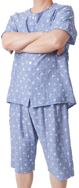 폭스 풍경인견 반팔 7부 오픈 잠옷세트 E6 남성용