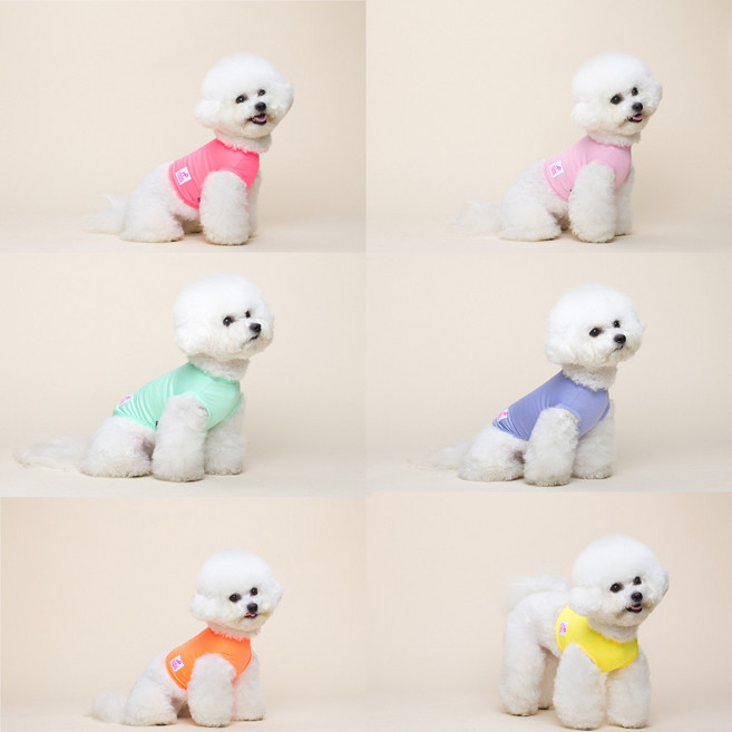 강아지 쿨조끼 쿨링조끼 크롭티 쿨나시, 옐로우, 1개