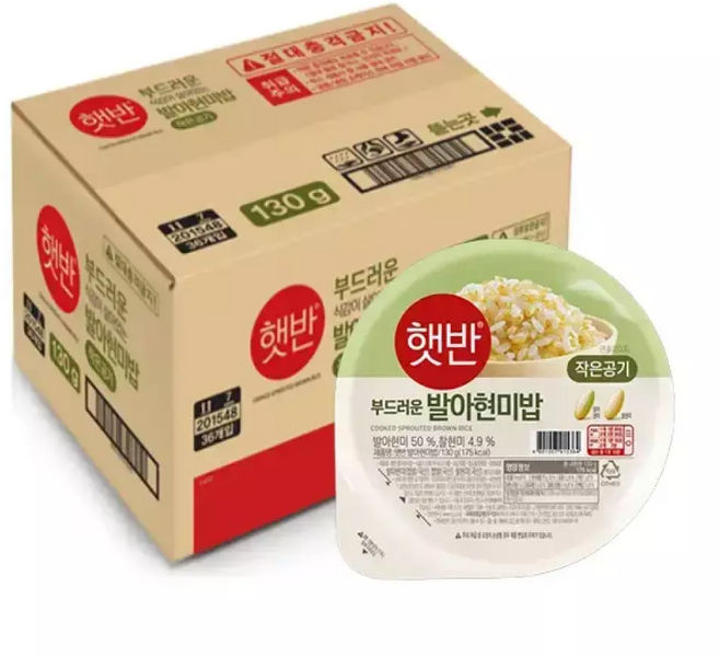CJ 햇반 발아현미밥 작은공기, 130g, 36개